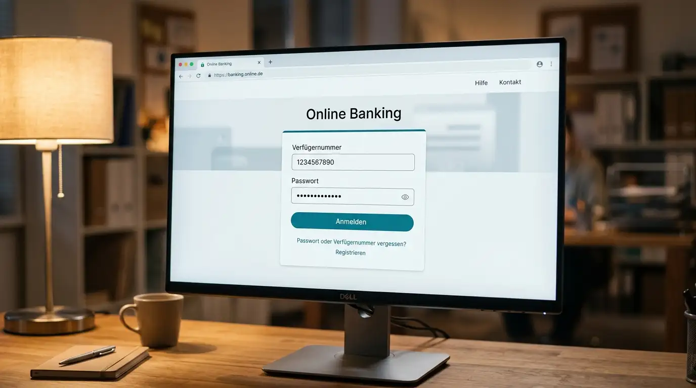 24You-Webportal-Anmeldemaske der Bank Austria mit Verfügernummer-Eingabe auf einem Desktop