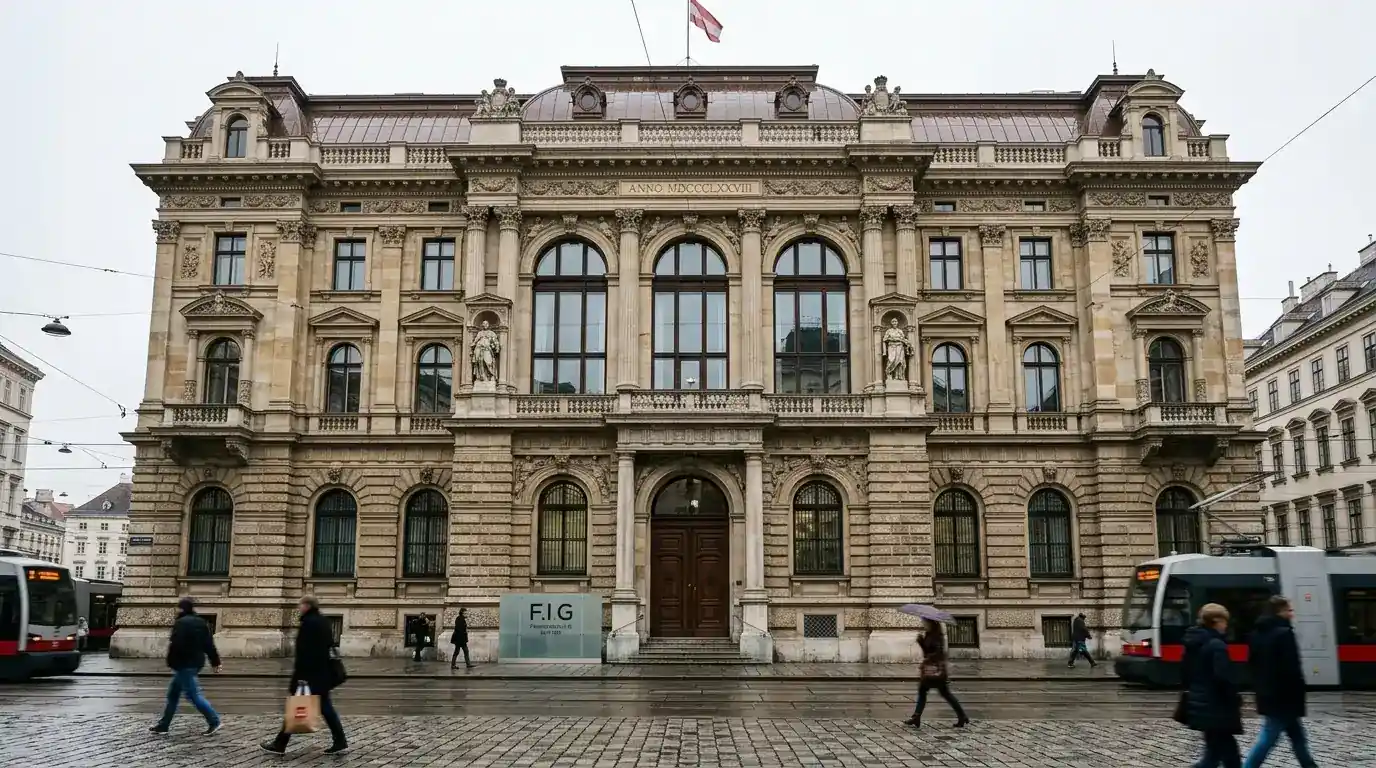 Bank-Austria-Gebäude in Wien mit klassischer Architektur und UniCredit-Branding bei Tageslicht