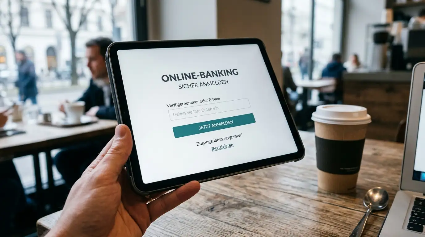 easybank-Online-Banking-Oberfläche auf einem Tablet mit klarem minimalistischem Design
