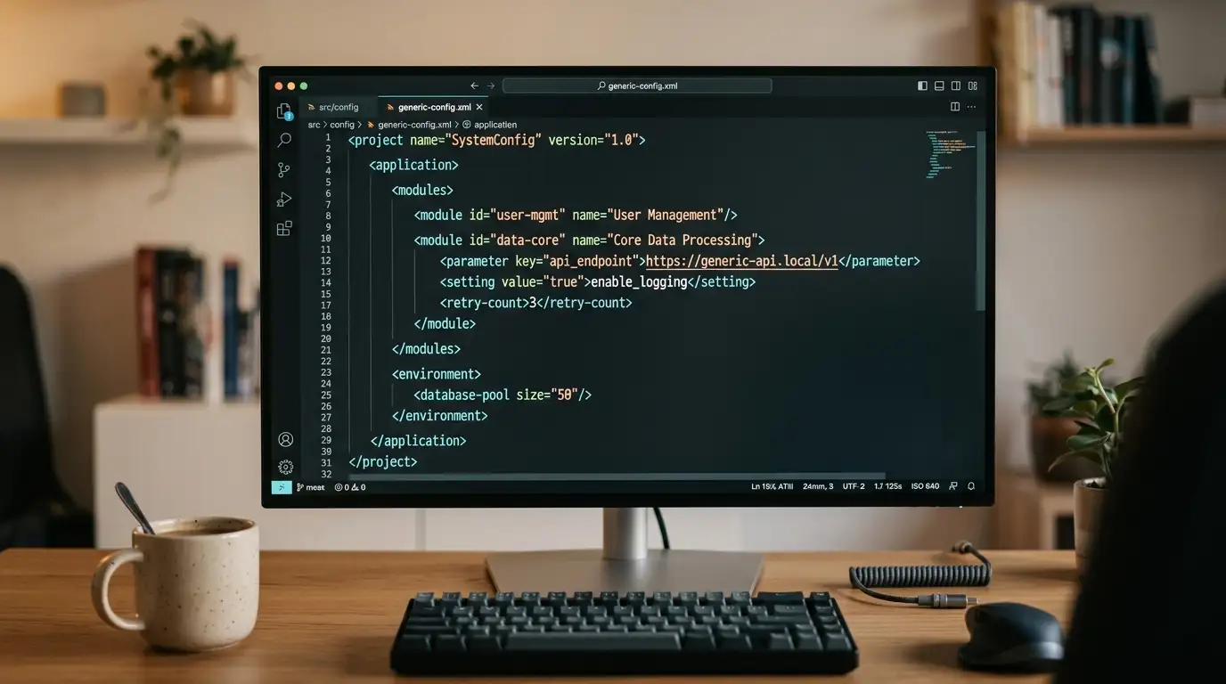 XML-Nachrichtenstruktur des ePI-Protokolls auf einem Entwickler-Bildschirm