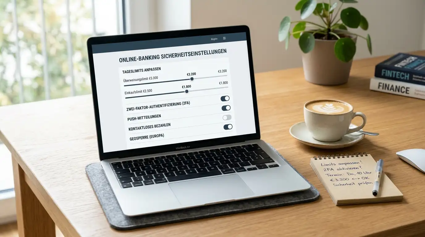 Limit-Einstellungs-Bildschirm im Erste-Online-Banking auf einem Laptop