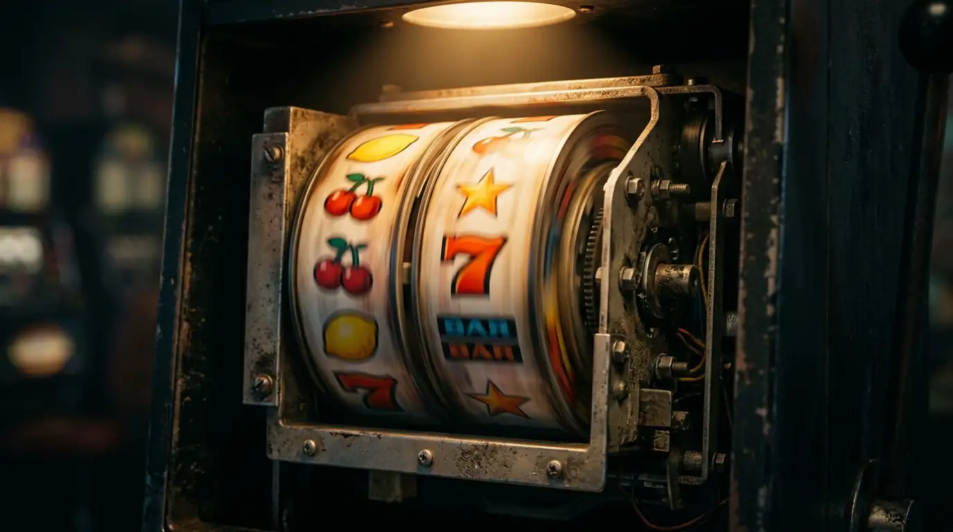 Mechanik einer einzelnen Freispiel-Drehung am Slot mit fixiertem Einsatz