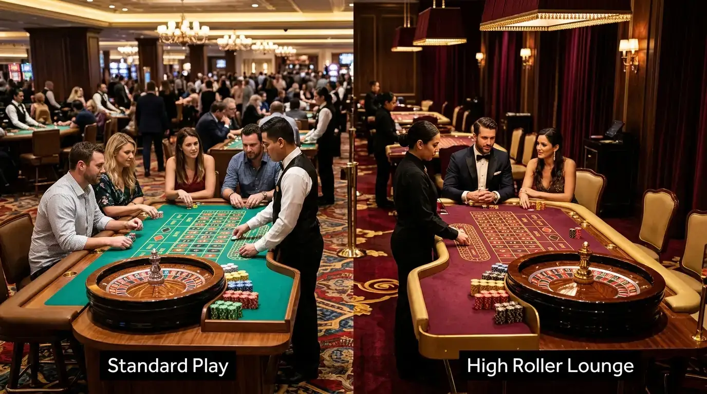 Differenzierung von Live-Dealer-Tisch-Limits zwischen Standard- und VIP-Bereich
