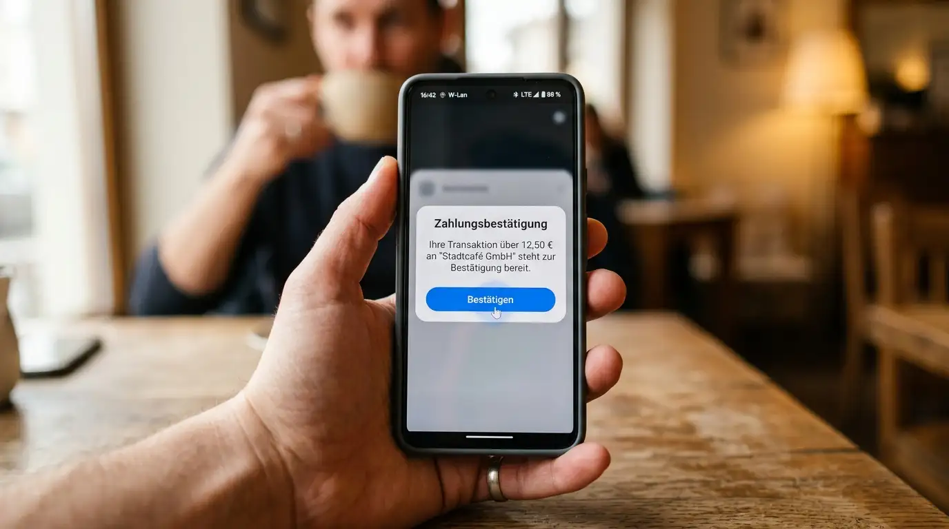 PushTAN-Benachrichtigung in einer generischen Banking-App auf dem Smartphone
