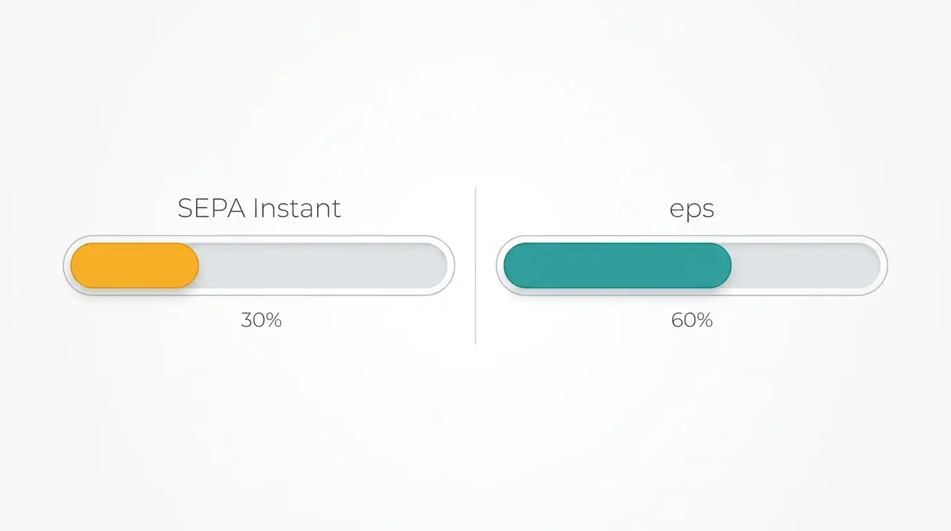 Visualisierung des Zeitvergleichs zwischen SEPA Instant und eps-Casino-Buchung