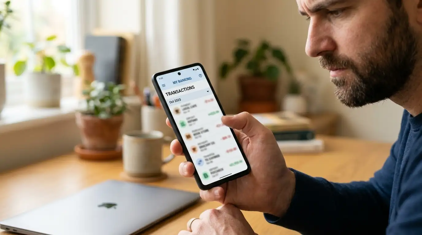 Spieler überprüft auf dem Smartphone den Status einer hängenden eps-Buchung
