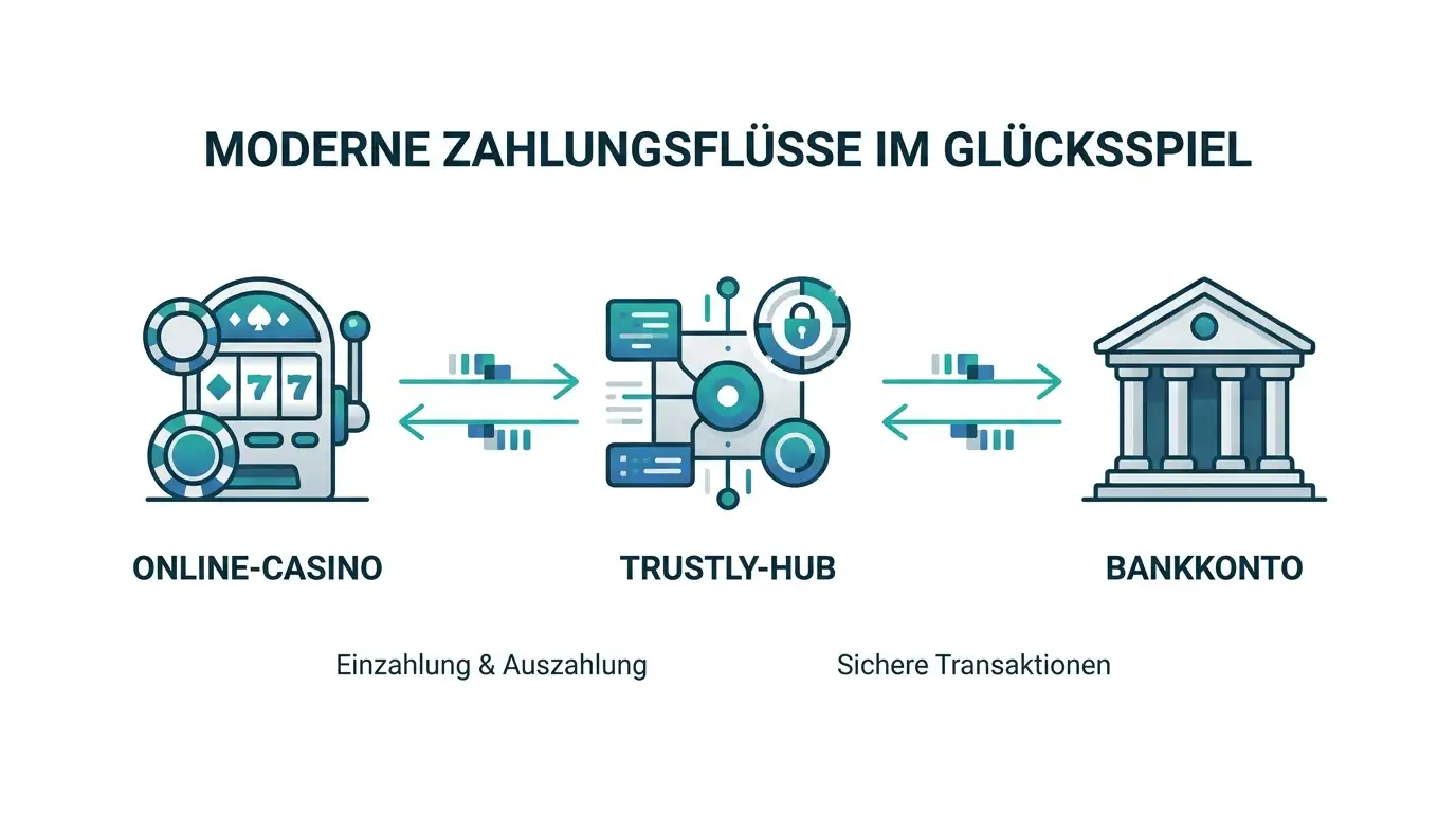 Schema einer Casino-Auszahlung über Trustly direkt auf das Bankkonto